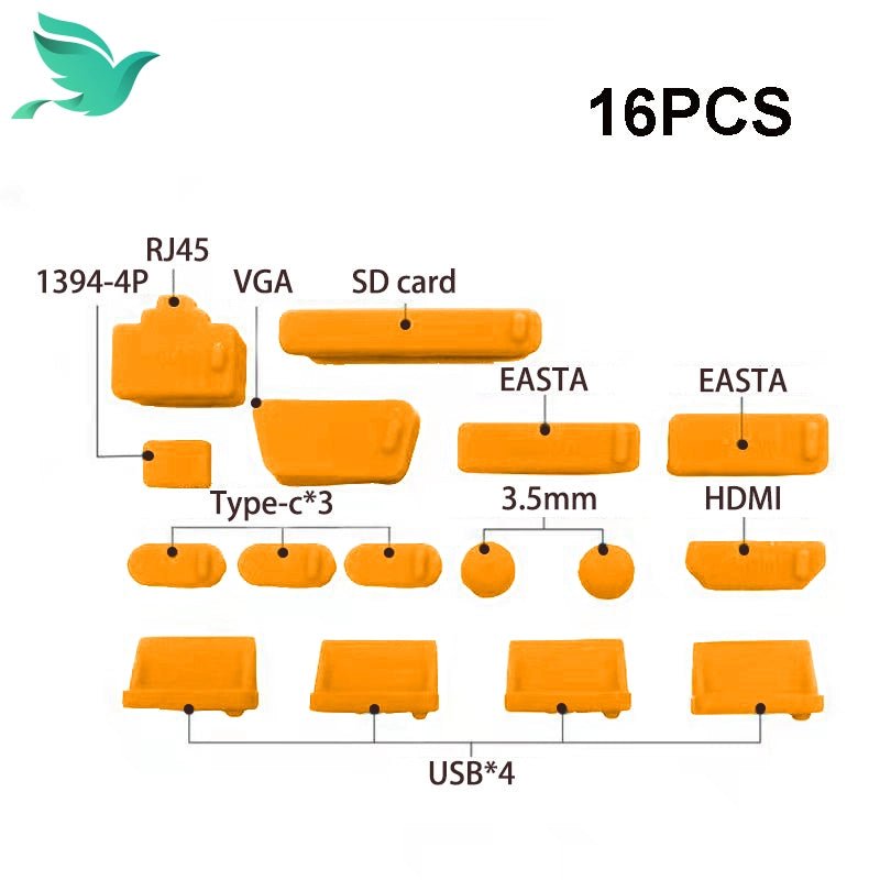 16 - in - 1 Universal Laptop Dust Plug - USB, HDMI, Audio, SD, VGA, Type - C - Swiftwintek