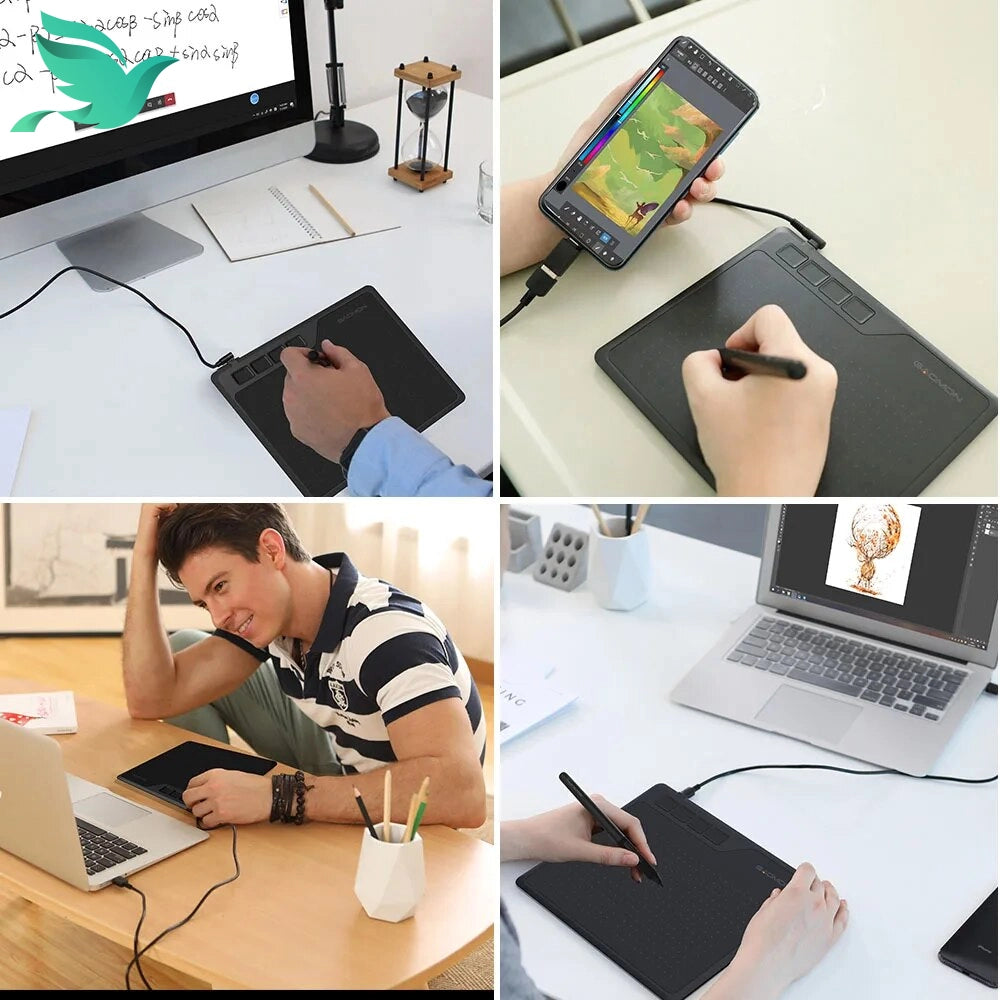 GAOMON S620 Digital Drawing Tablet with 8192 Levels Pen Pressure - Portable & Versatile