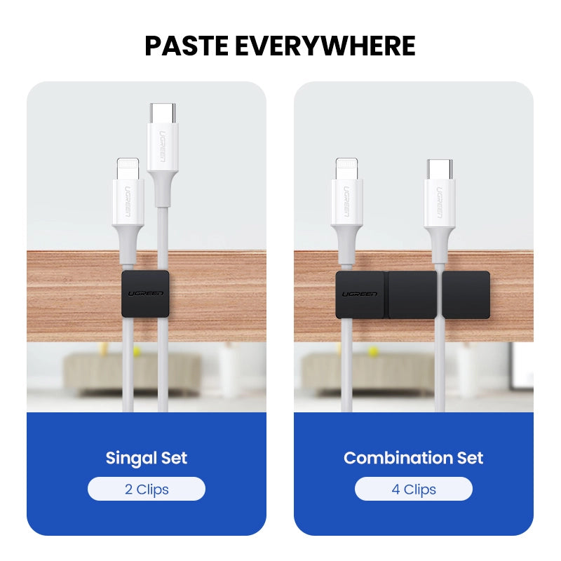 Organize Your Desk with Ugreen Cable Clips - Flexible & Durable Silicone Cable Management