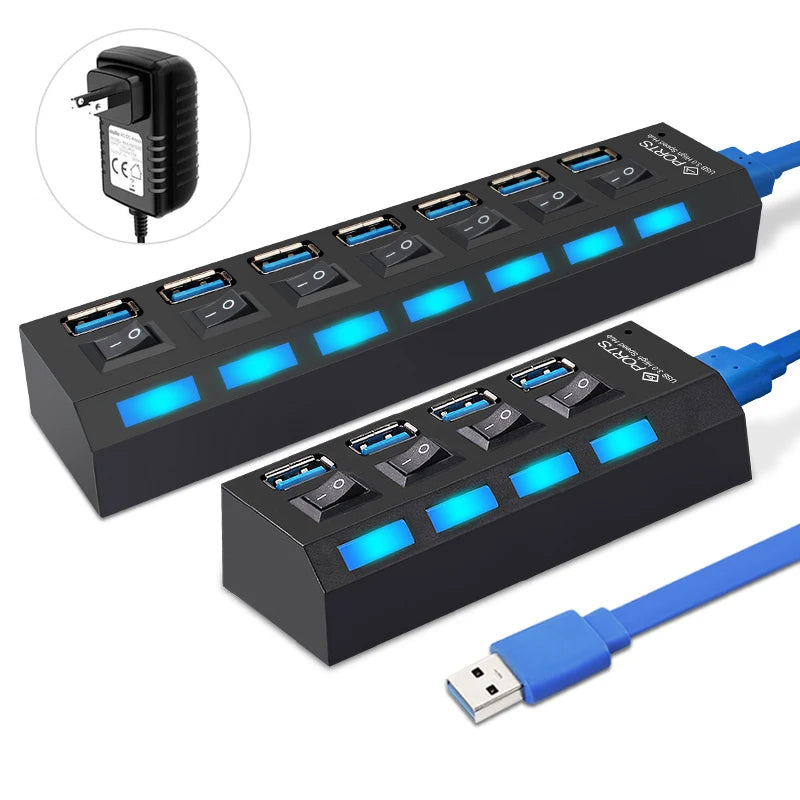 Multi USB Hub 3.0 | USB Splitter with Power Adapter | Swiftwintek