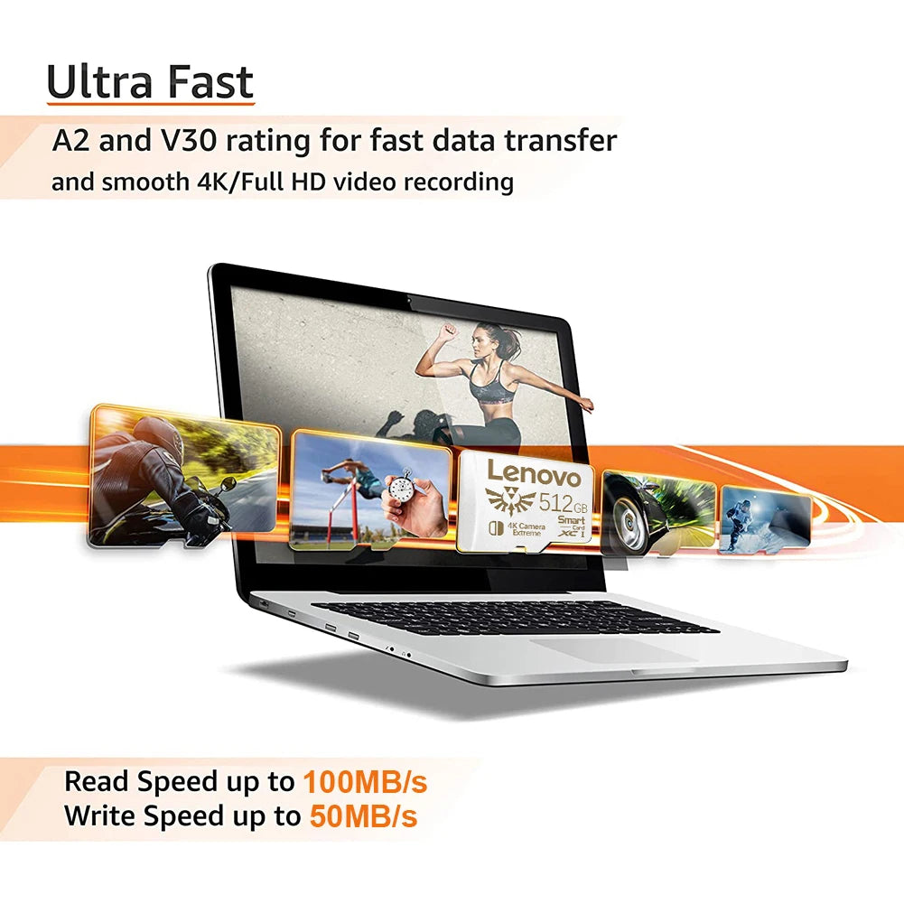 Lenovo 2TB, 1TB, 512GB, 256GB, 128GB Micro SD & TF Memory Cards for Nintendo Switch & PS5