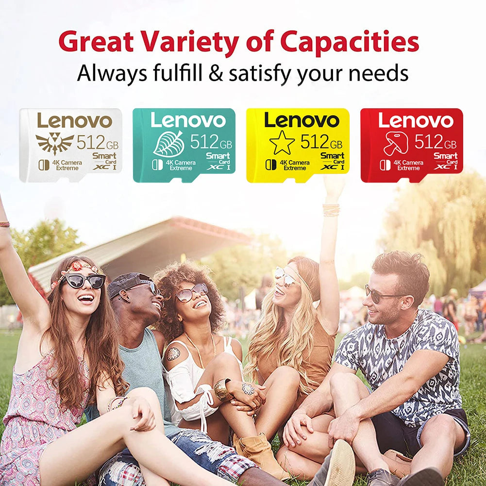 Lenovo 2TB, 1TB, 512GB, 256GB, 128GB Micro SD & TF Memory Cards for Nintendo Switch & PS5