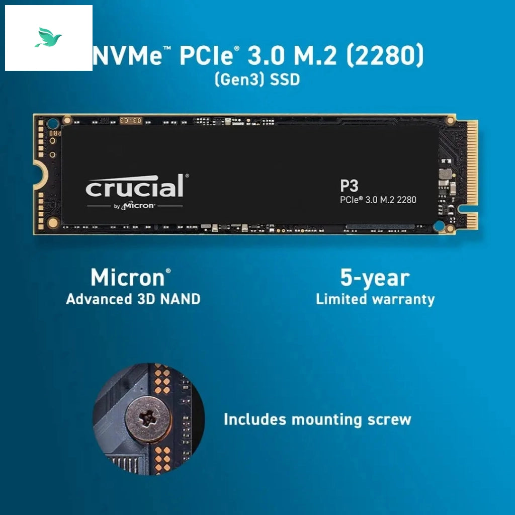 Lightning-Fast Crucial P3 & P3 PLUS PCIe NVMe SSD - Up to 2TB Storage