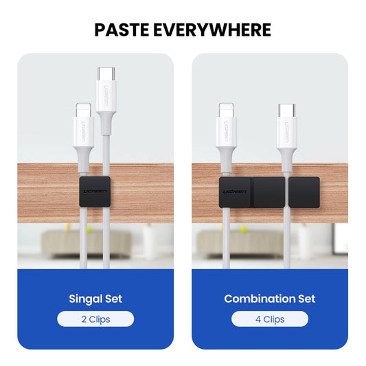 Organize Your Desk with Ugreen Cable Clips - Flexible & Durable Silicone Cable Management