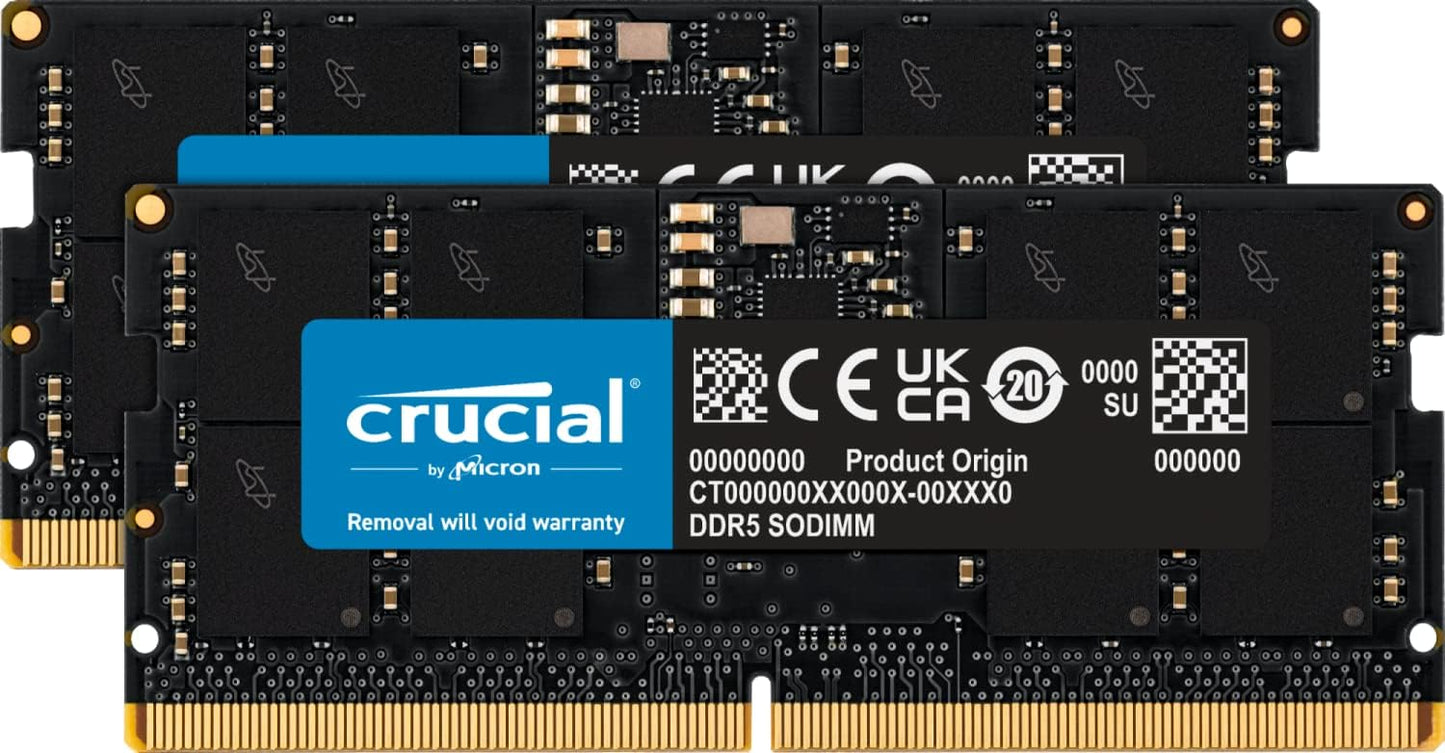 Crucial RAM 16GB DDR5 5600MHz (or 5200MHz/4800MHz) - Laptop compatible (SODIMM)  - CT16G56C46S5