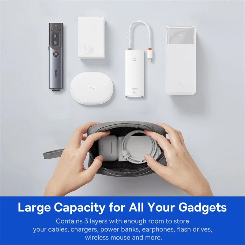 Estuche organizador de dispositivos electrónicos Baseus EasyJourney para iPhone 15/14 Pro Max: estuche con cremallera para guardar cables, cargadores y accesorios