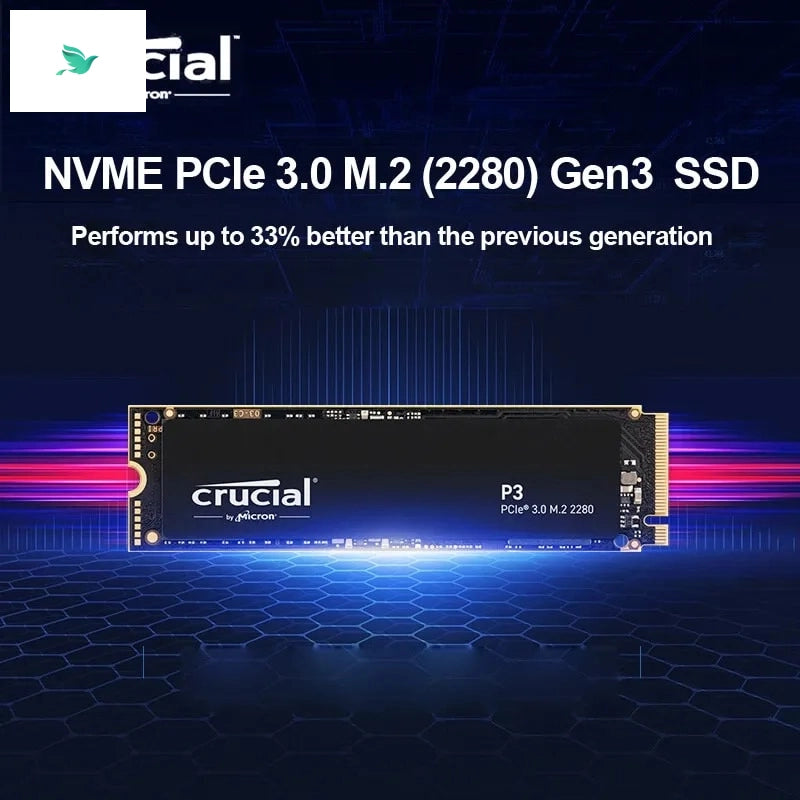 Lightning-Fast Crucial P3 & P3 PLUS PCIe NVMe SSD - Up to 2TB Storage